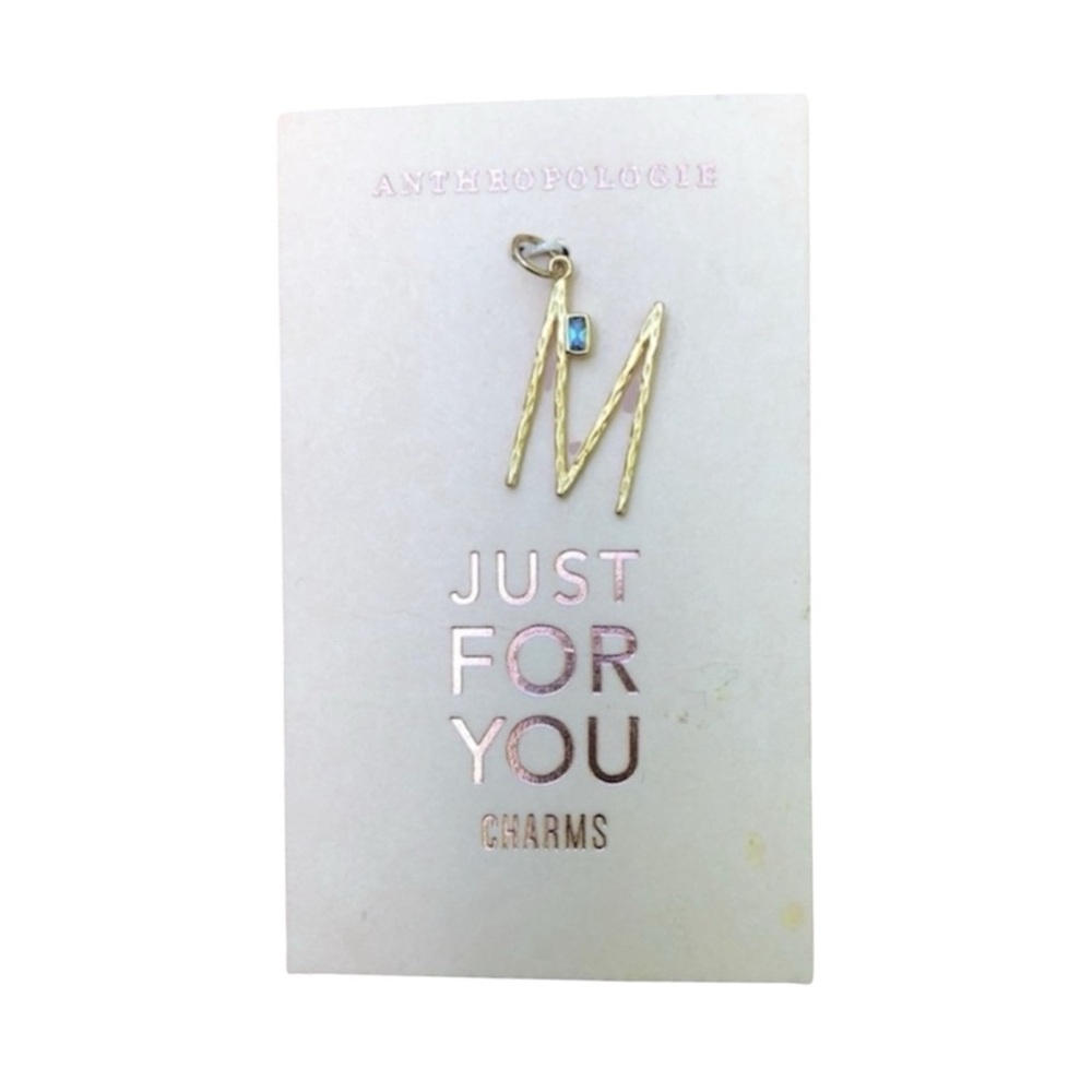 NEW Anthropologie Just For You Letter M Charm December Birthstone Gemstone